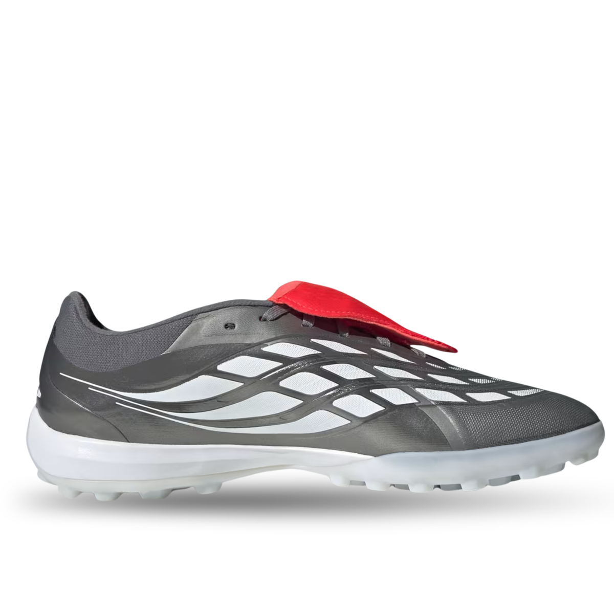 adidas Predator Pro Fold Tongue Turf FT TF Soccer Shoes (Iron Metallic/Zero Metallic/Lucid Red)
