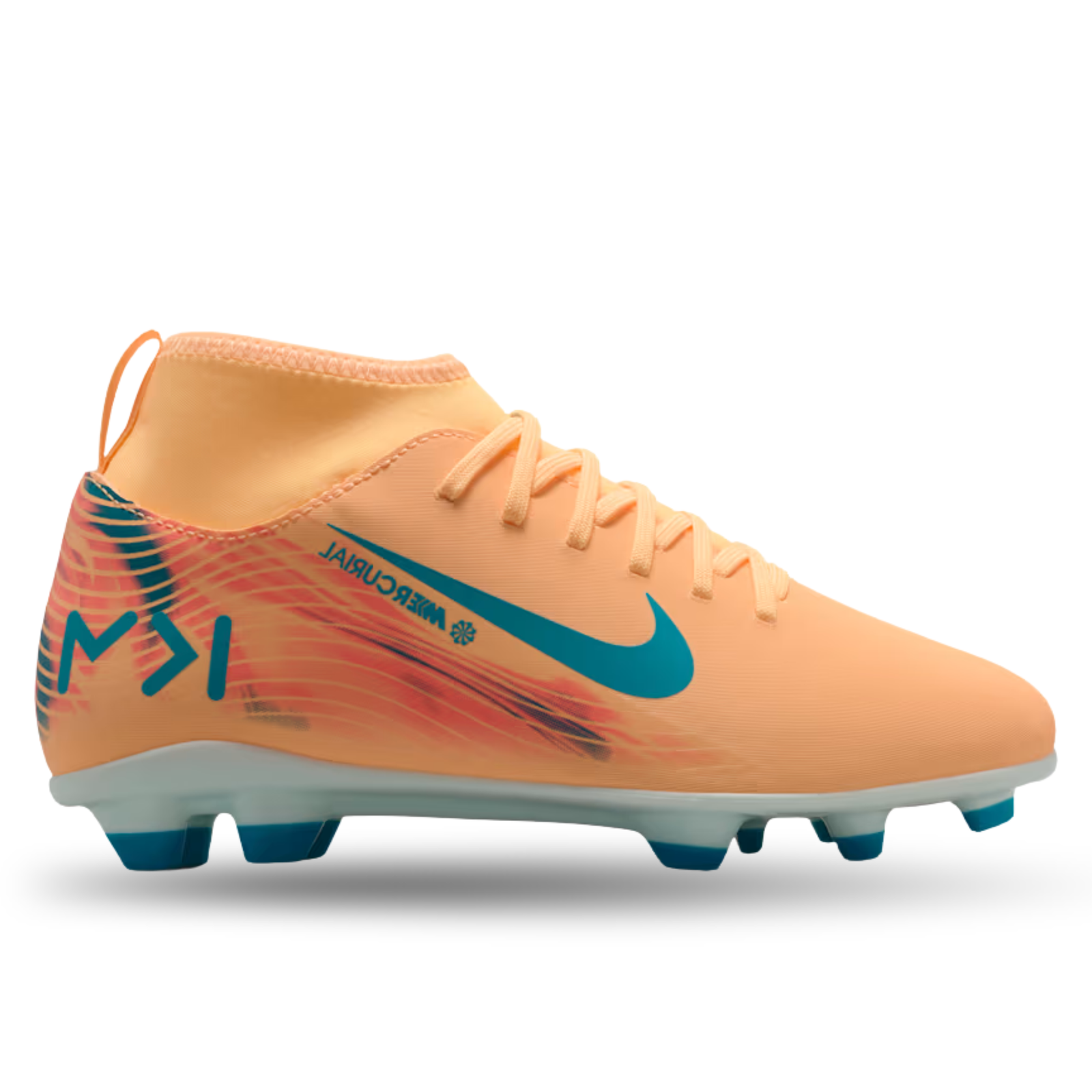 Nike Youth Junior Superfly 10 Club Kylian Mbappé Firm/Multi Ground Soccer Cleats (Melon Tint/Neo Turq/Igloo)