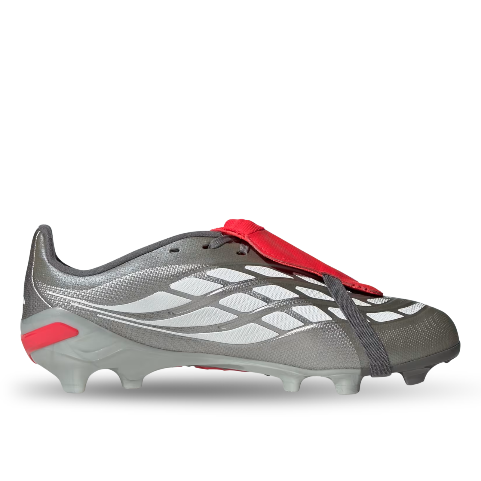 adidas Youth Predator League Fold Tongue FT FG J Soccer Cleats (Iron Metallic/Lucid Red)
