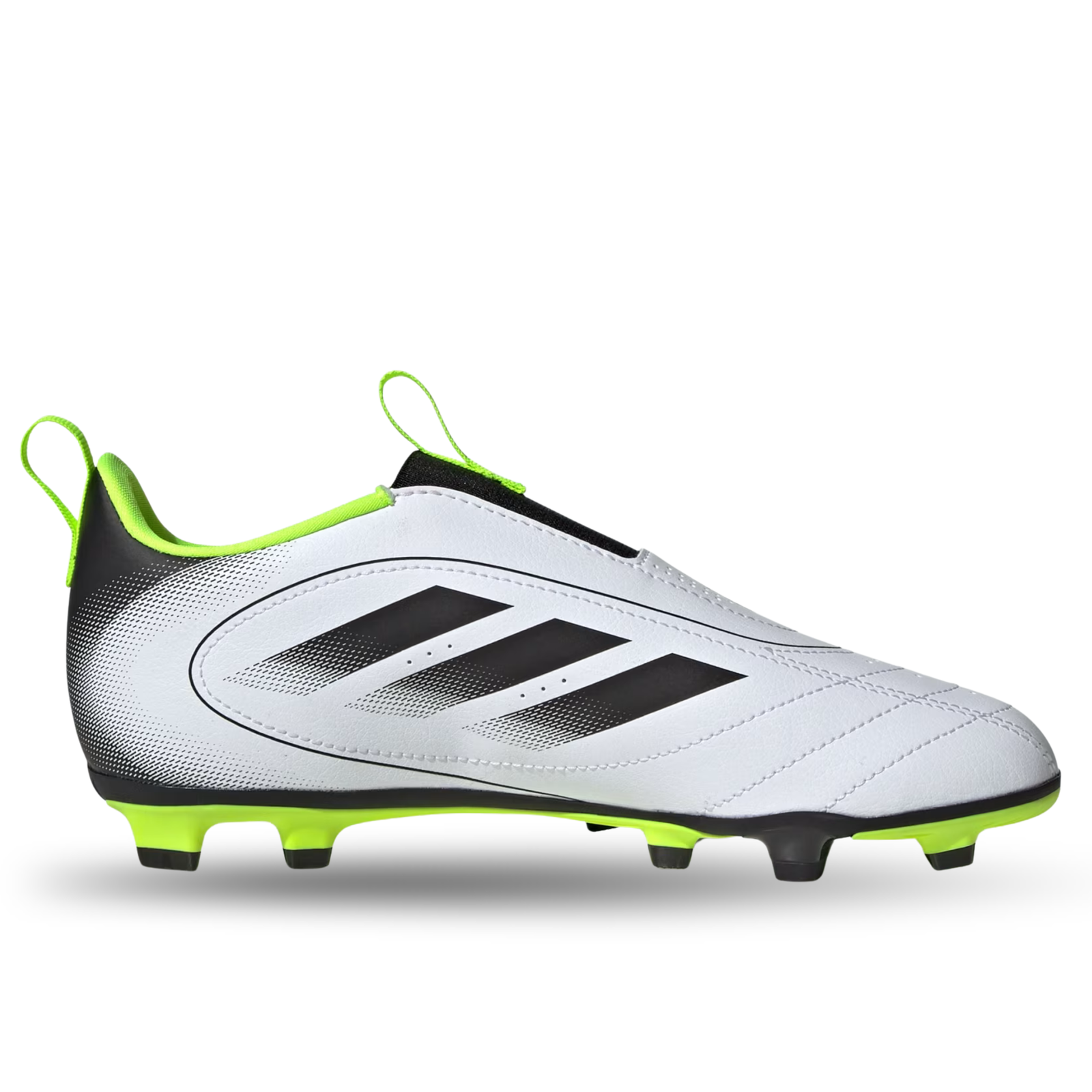 adidas Youth Jr. Goletto IX Laceless FG/MG Soccer Cleats (White/Lucid Lemon)