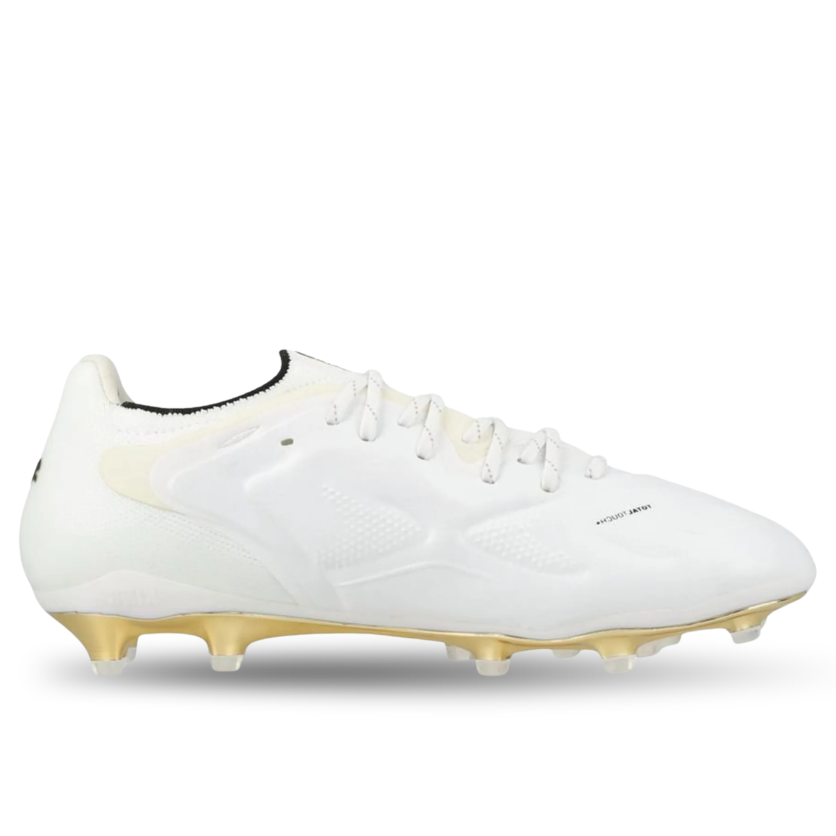 PUMA King 20 Ultimate FG/AG Soccer Cleats  (White/Metallic Gold/Black)
