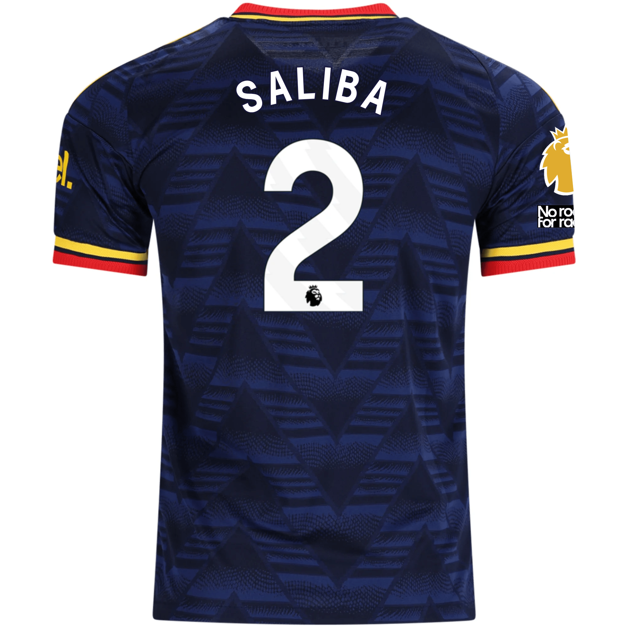 adidas Mens Arsenal Authentic William Saliba Away Jersey w/ Premier League Patches 26/27 (Navy/Yellow)