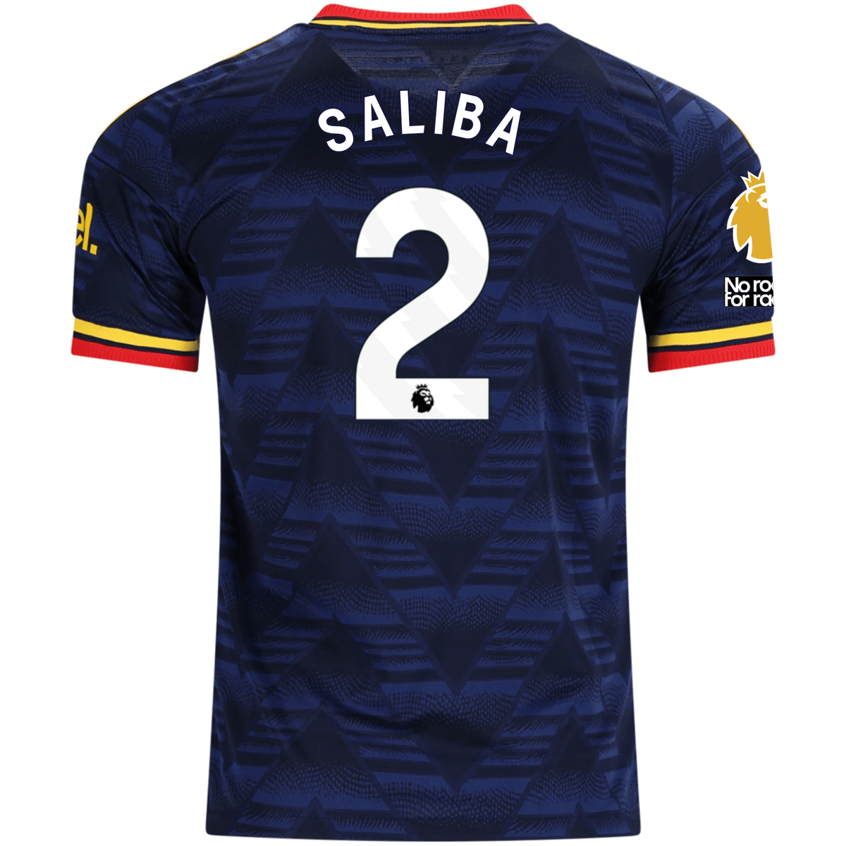 adidas Mens Arsenal Authentic William Saliba Away Jersey w/ Premier League Patches 26/27 (Navy/Yellow)