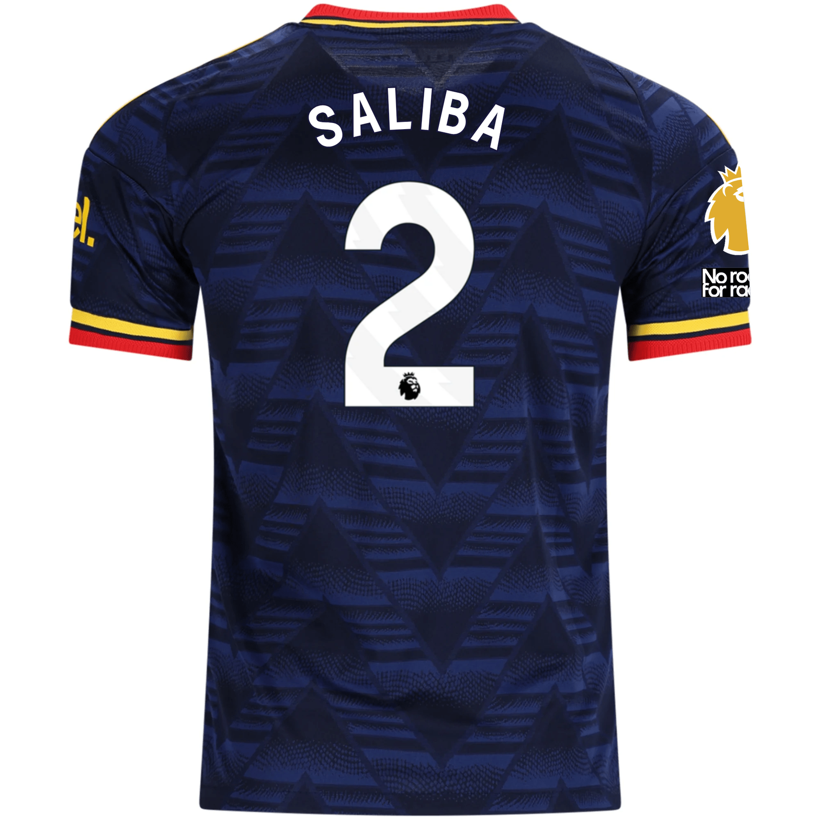 adidas Mens Arsenal Authentic William Saliba Away Jersey w/ Premier League Patches 26/27 (Navy/Yellow)