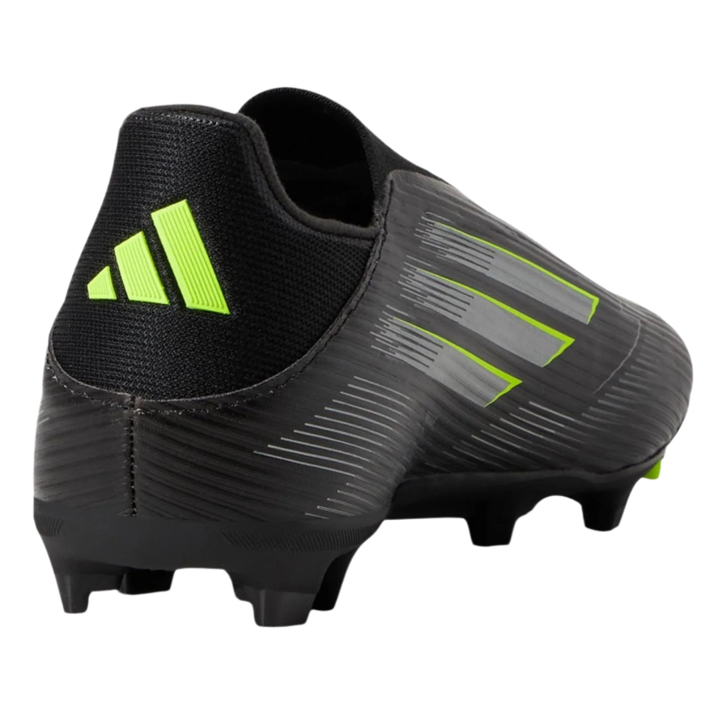 adidas F50 League Laceless Firm Ground/Multi Ground Soccer Cleats (Black/Iron Metallic/Lucid Lemon)