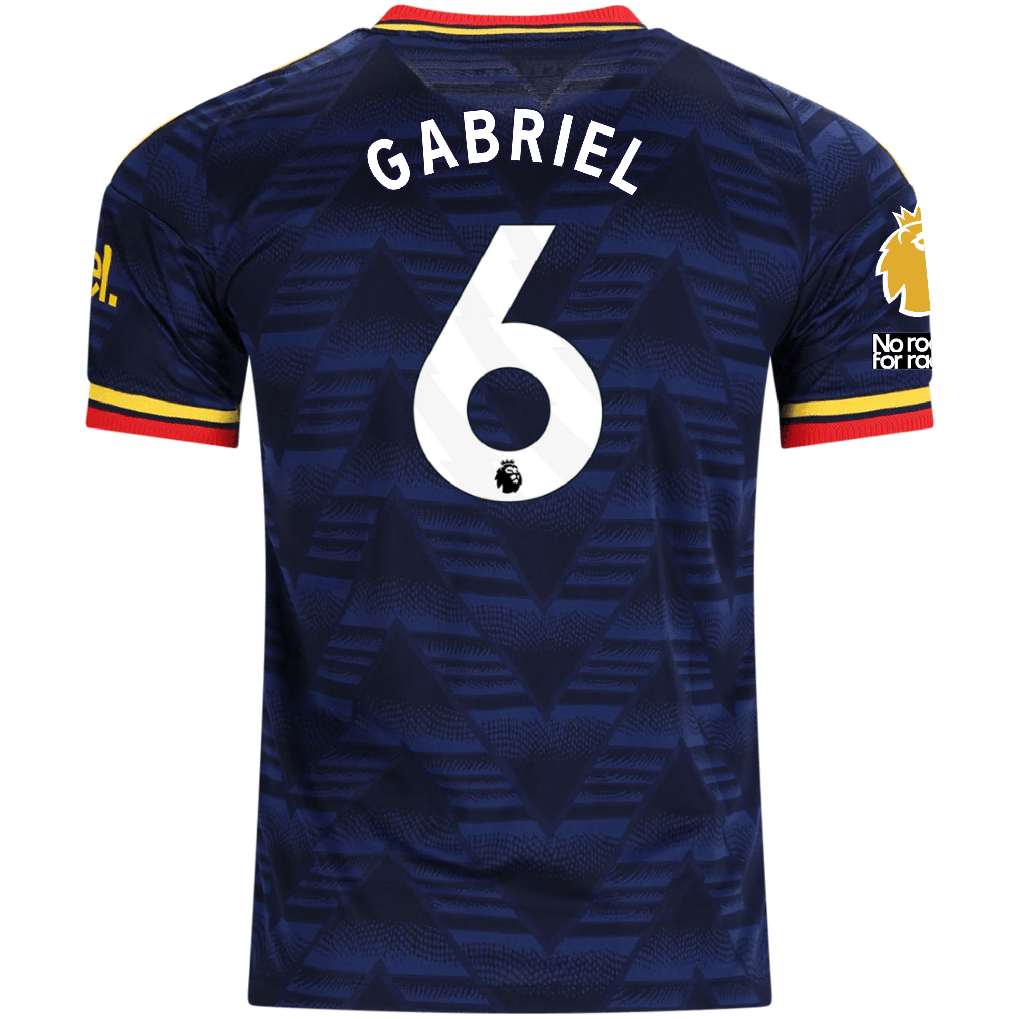 adidas Mens Arsenal Authentic Gabriel Magalhaes Away Jersey w/ Premier League Patches 26/27 (Navy/Yellow)