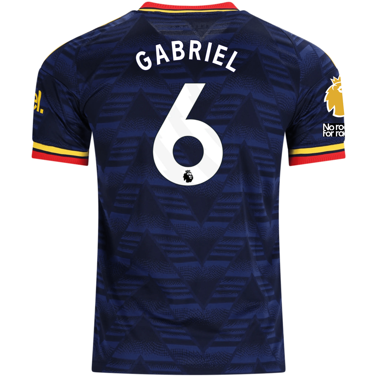 adidas Mens Arsenal Authentic Gabriel Magalhaes Away Jersey w/ Premier League Patches 26/27 (Navy/Yellow)