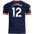 adidas Mens Arsenal Authentic Jurrien Timber Away Jersey w/ Premier League Patches 26/27 (Navy/Yellow)