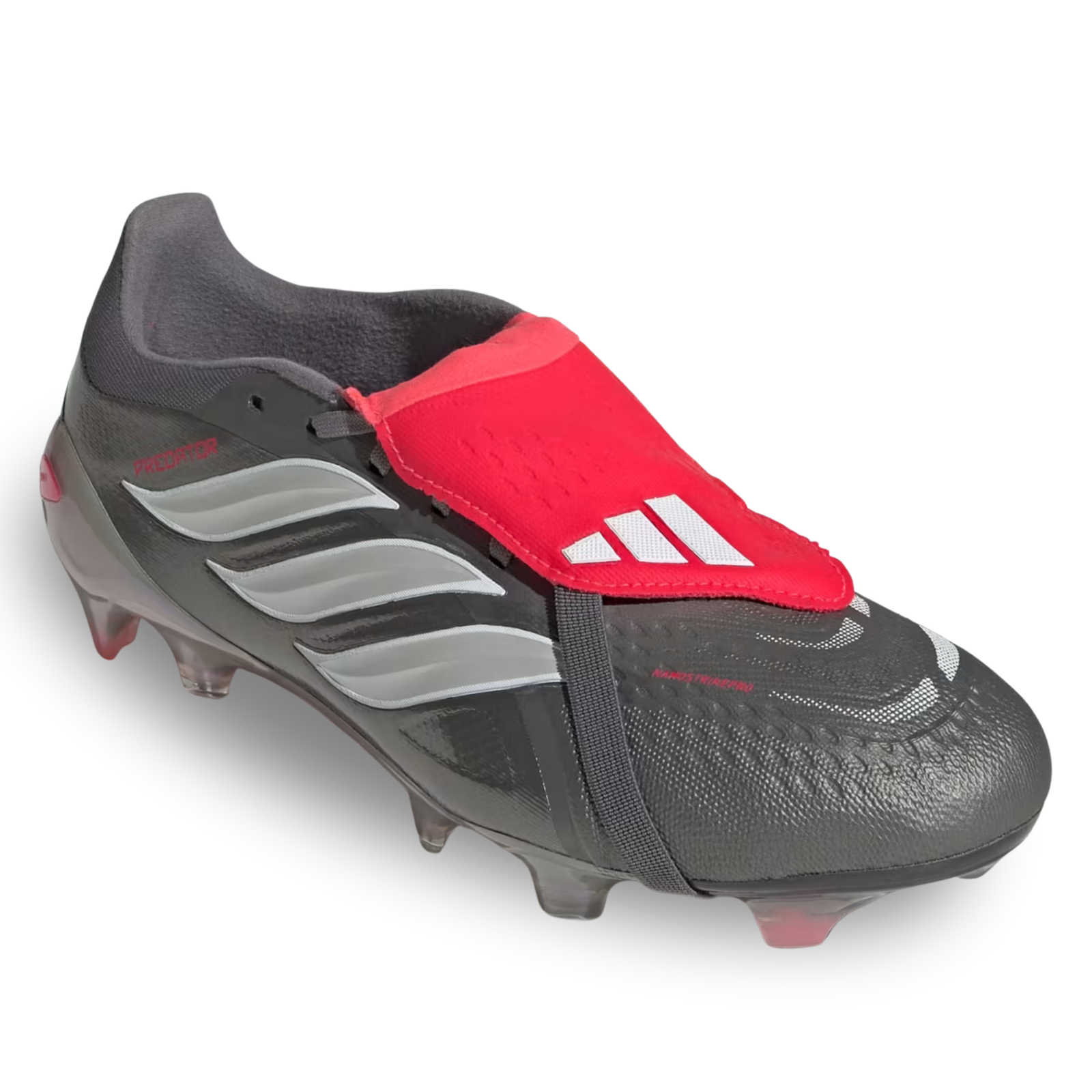 adidas Predator Pro FT Fold Tongue FG Soccer Cleats (Iron Metallic/Zero Metallic/Lucid Red)