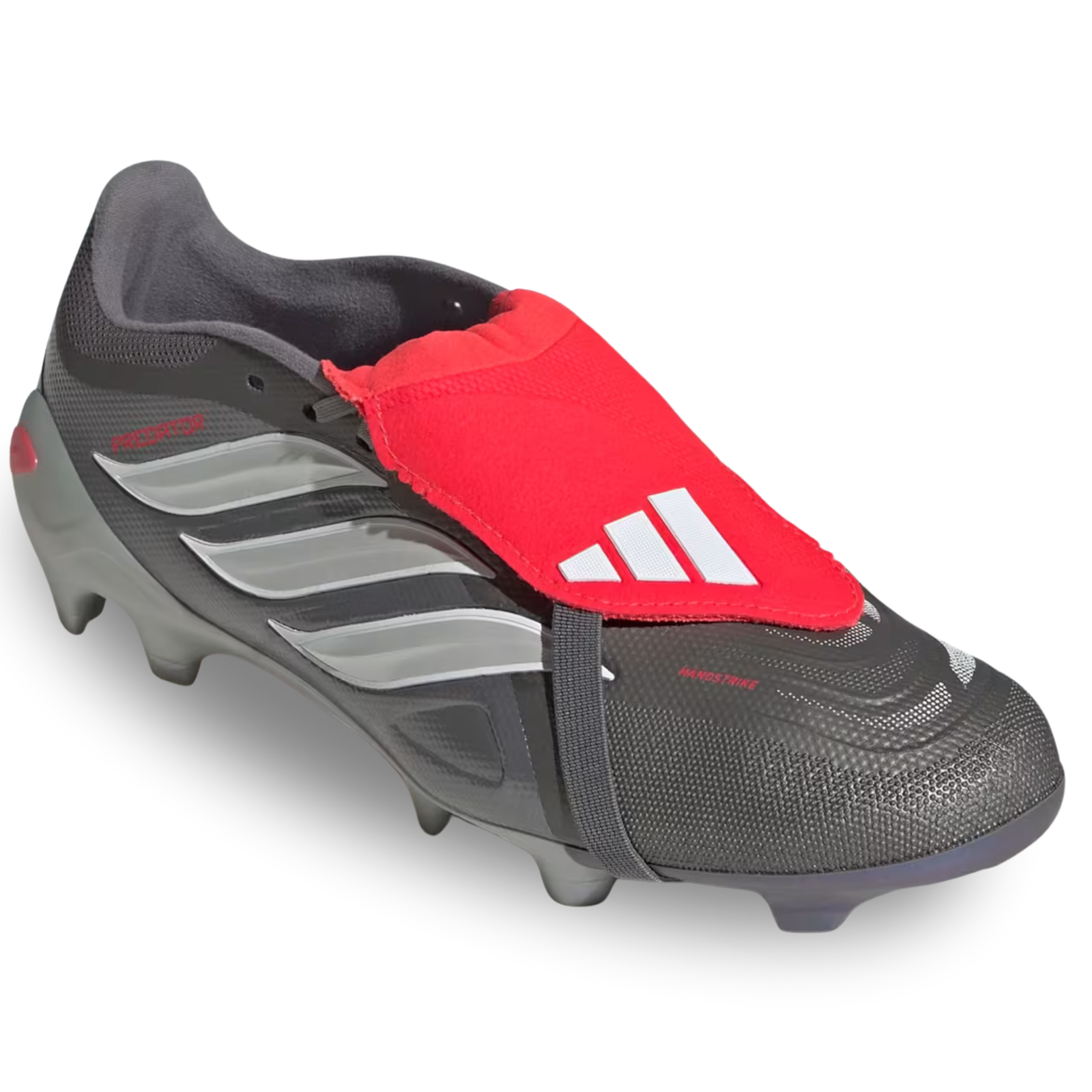 adidas Predator League FT Firm Ground Soccer Cleats (Iron Metallic/Zero Metallic/Lucid Red)
