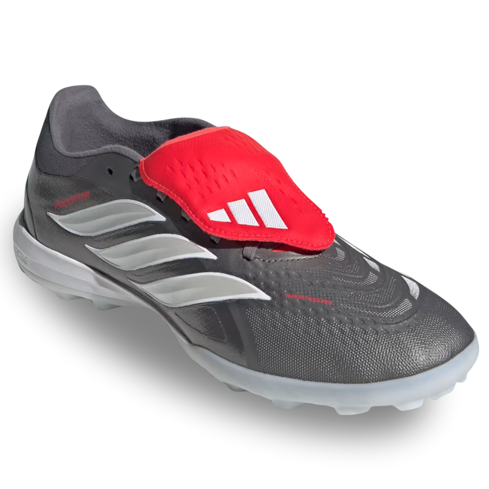 adidas Predator Pro Fold Tongue Turf FT TF Soccer Shoes (Iron Metallic/Zero Metallic/Lucid Red)