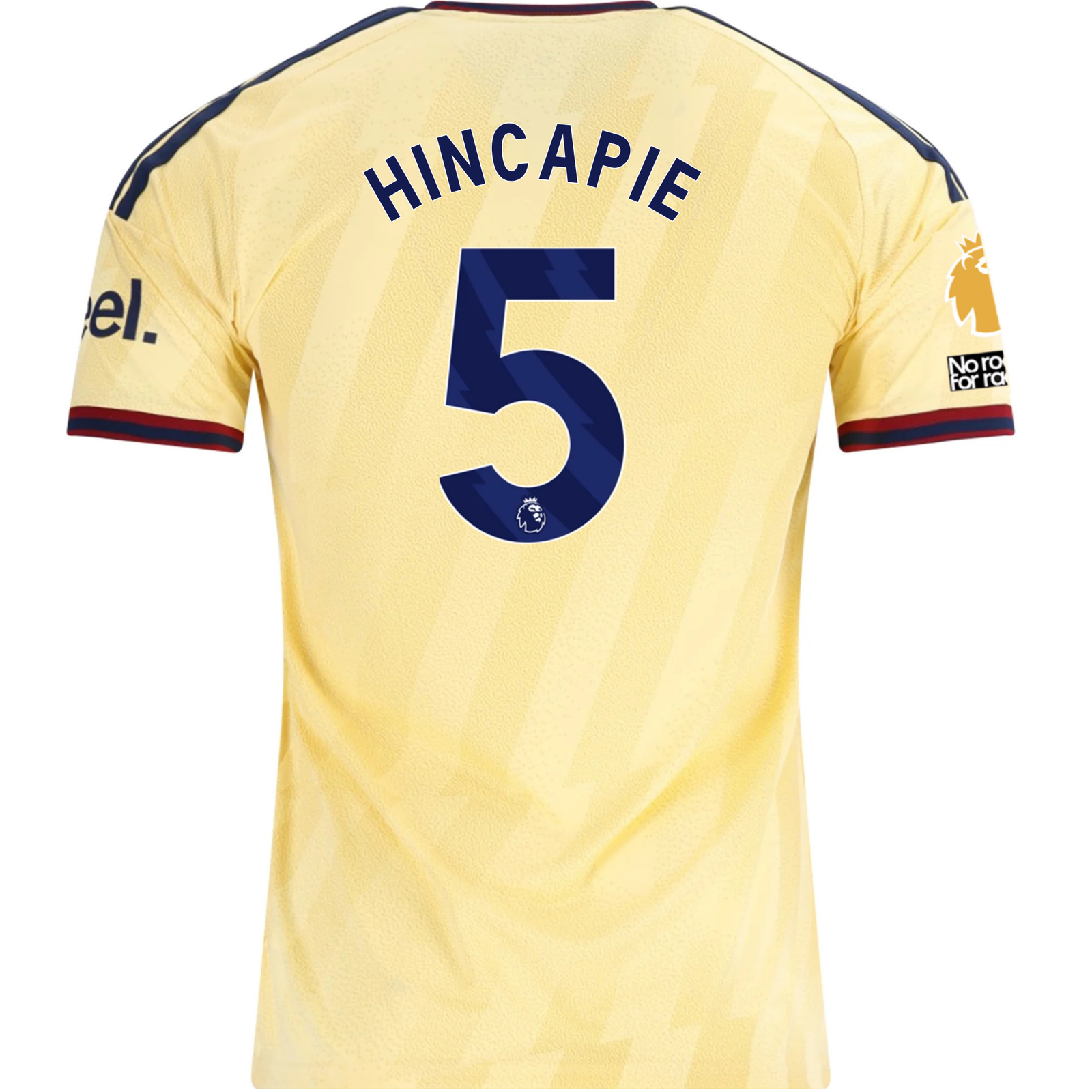 adidas Men's Arsenal FC Piero Hincapié Third Jersey w/ EPL + No Room For Racism Patches 26/27 (Yellow)