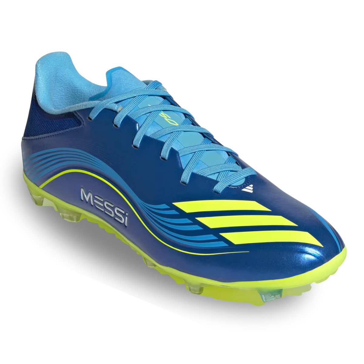 adidas Messi F50 League Firm Ground/Multi Ground Soccer Cleats (Royal Blue/Solar Yellow)