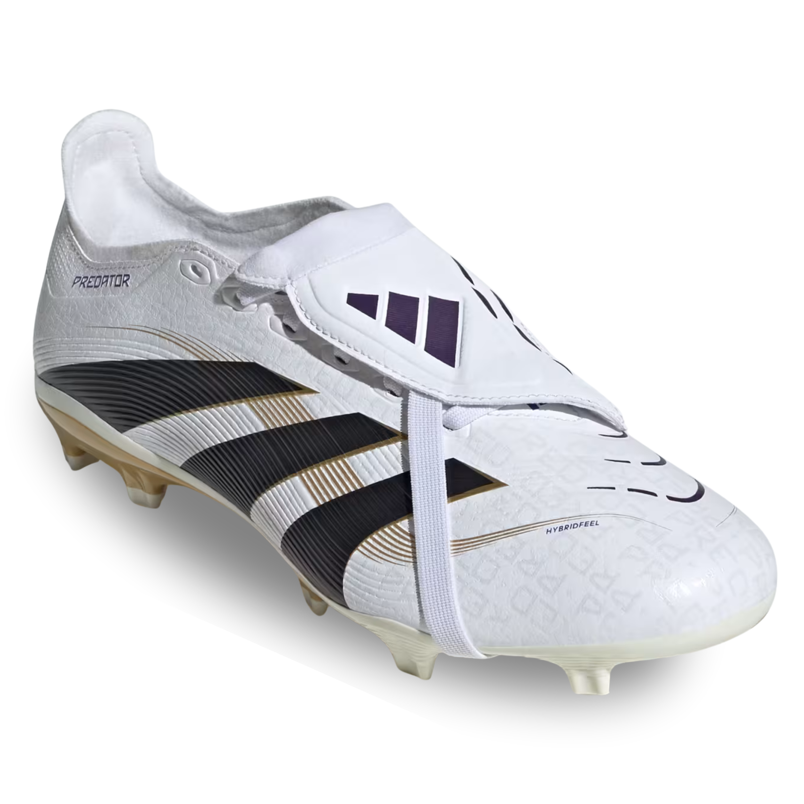 adidas Predator League FT Fold Tongue FG/MG Soccer Cleats (White/Black/Gold Metallic)