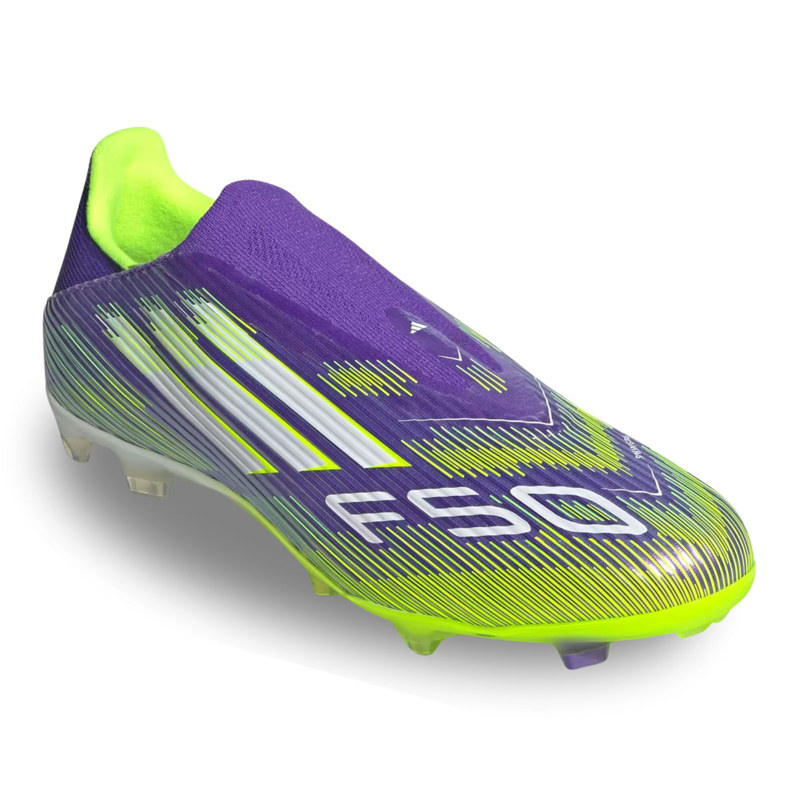 adidas F50 League Laceless FG/MG Soccer Cleats (Purple Rush/Lucid Lemon)