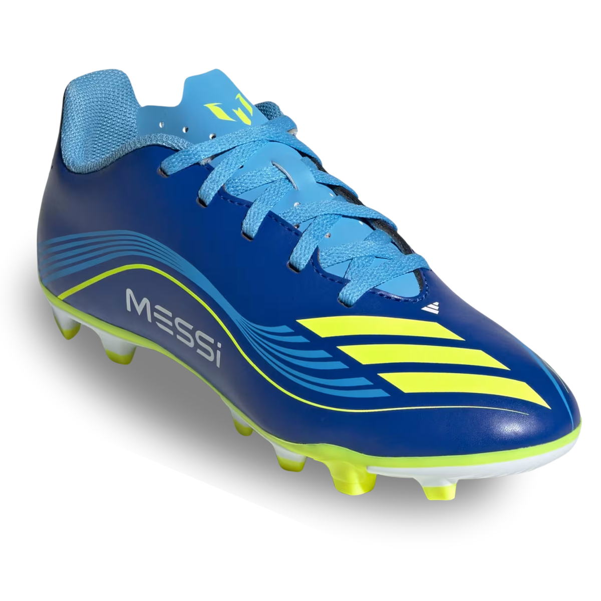 adidas Messi F50 Club Firm Ground/Multi Ground Junior Soccer Cleats (Royal Blue/Solar Yellow)