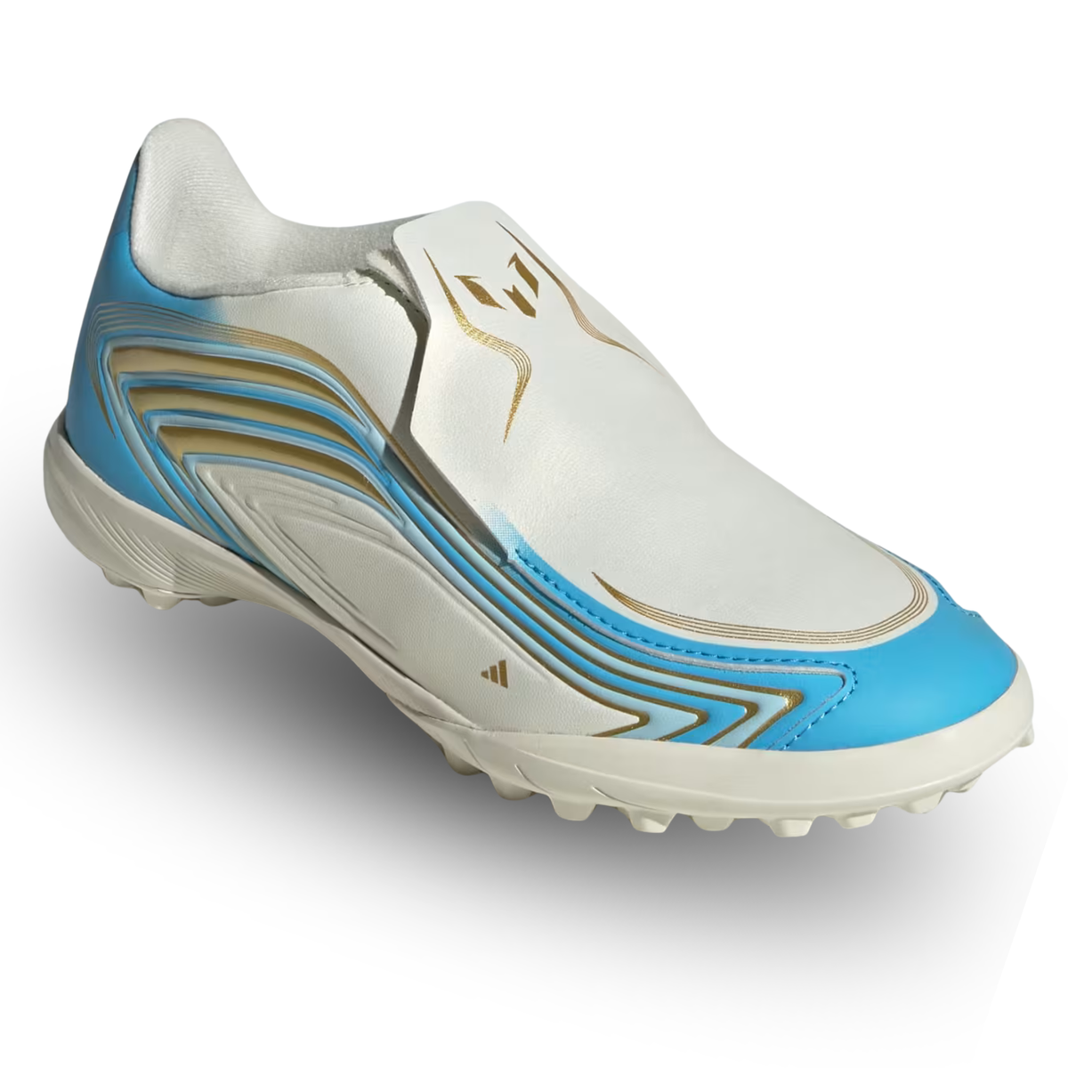 adidas Youth F50 Messi League LL Turf Soccer Shoes (White/Sky Blue)
