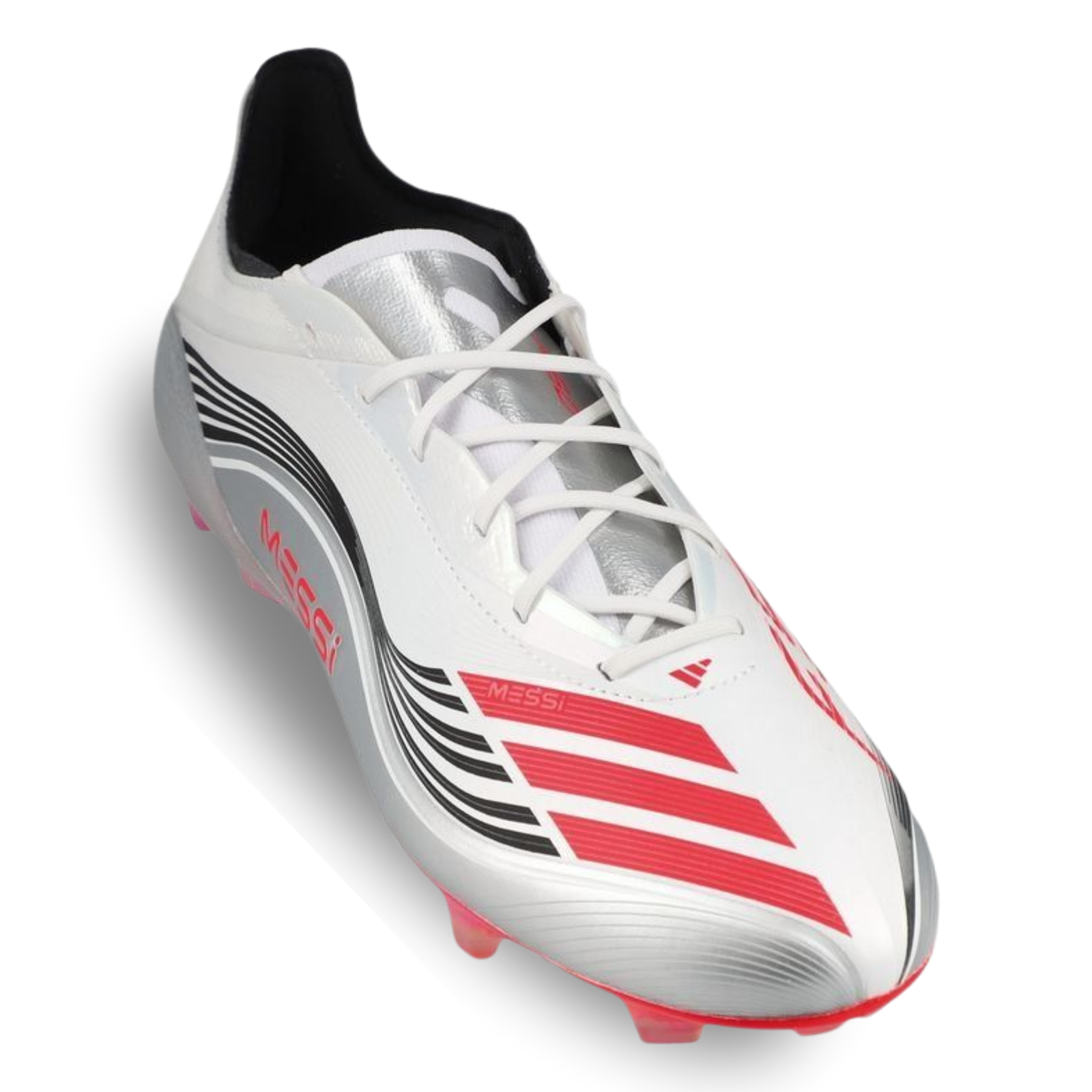 adidas F50 Messi Elite FG Soccer Cleats (White/Lucid Red/Silver Metallic)