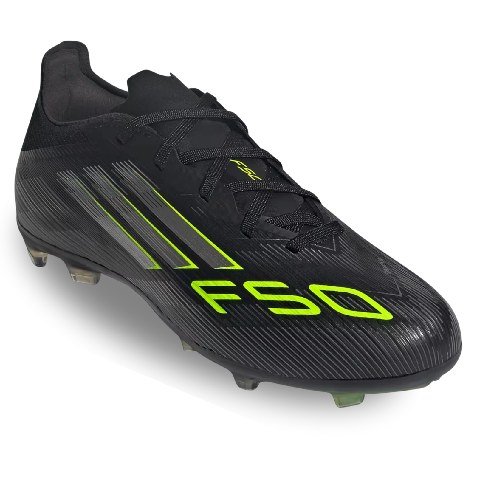 adidas Jr. F50 Elite Firm Ground Soccer Cleats (Black/Iron Metallic/Lucid Lemon)