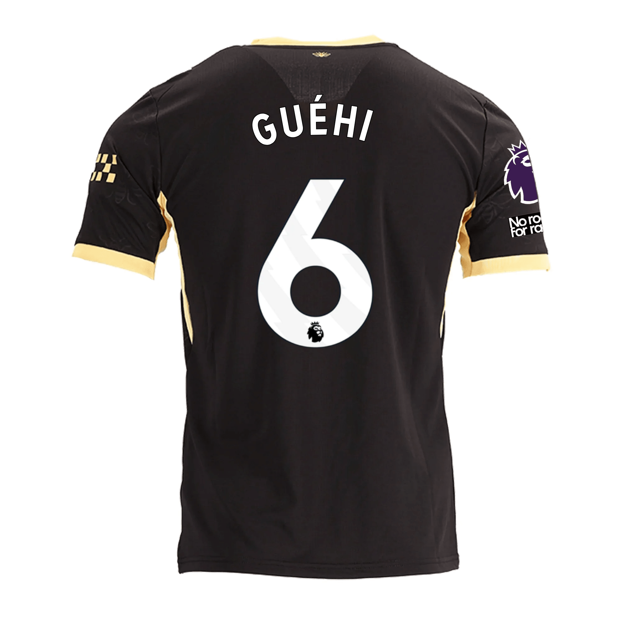 Puma Mens Manchester City Marc Guéhi Away Jersey w/ EPL + No Room For Racism Patches 26/27 (Black/Yellow)