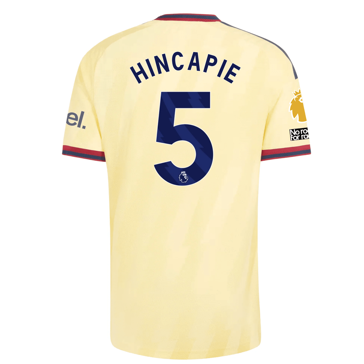 adidas Mens Arsenal Piero Hincapié Authentic Third Jersey w/ EPL + No Room For Racism 26/27 (Yellow)