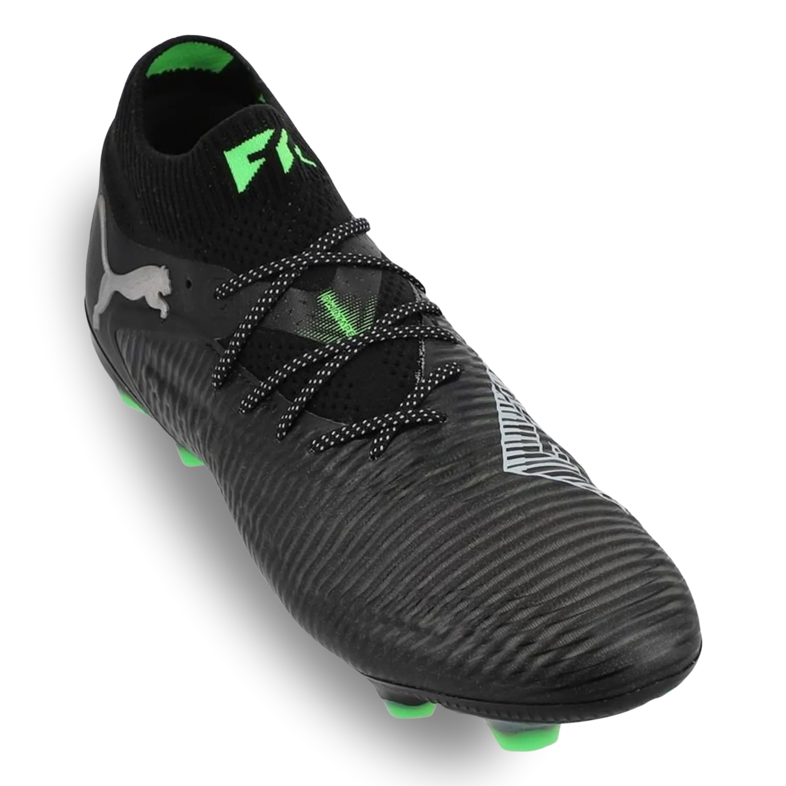 Puma Future 8 Ultimate FG Soccer Cleats (Black/Cool Grey/Fluo Green)