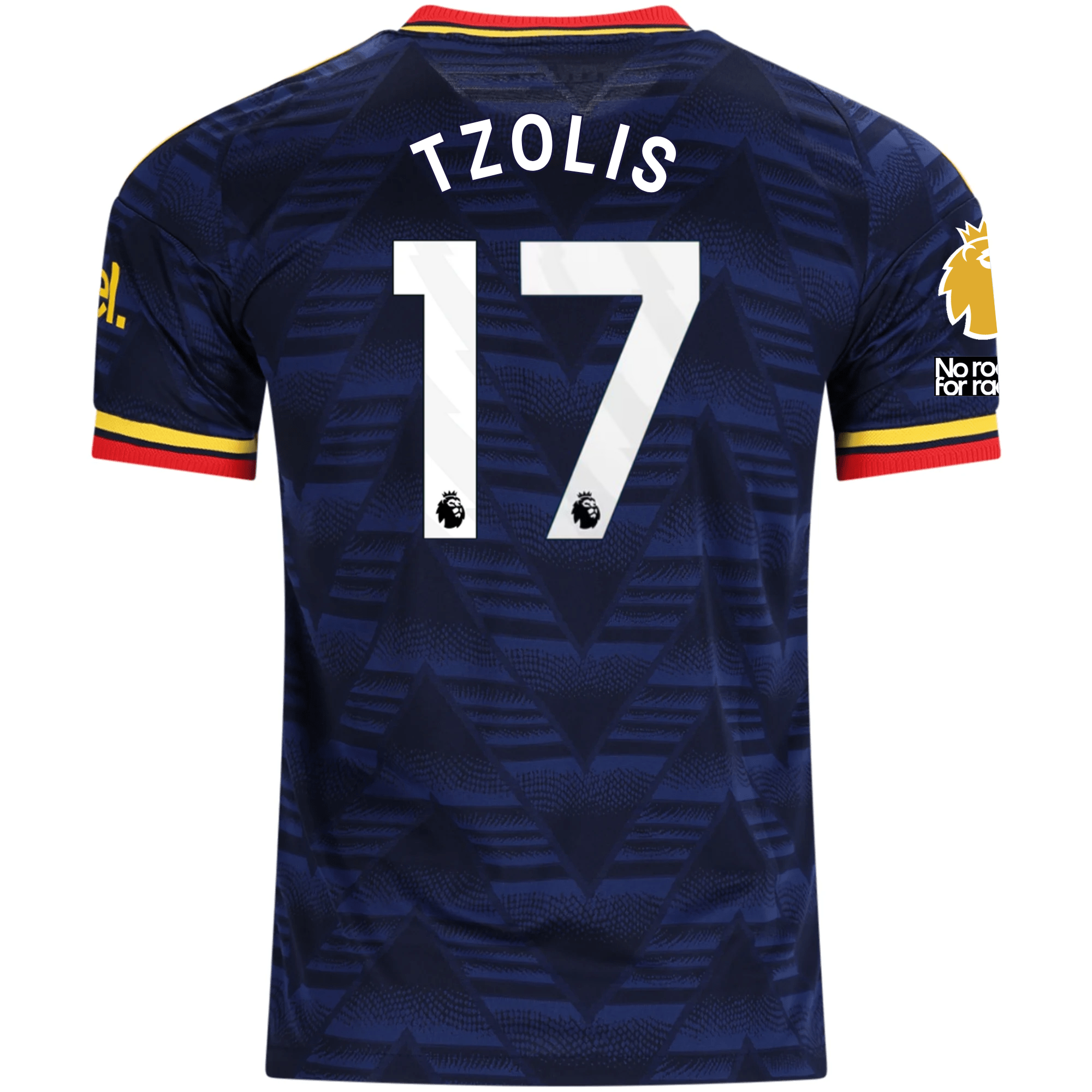 adidas Mens Arsenal Authentic Christos Tzolis Away Jersey w/ Premier League Patches 26/27 (Navy/Yellow)