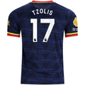 adidas Mens Arsenal Authentic Christos Tzolis Away Jersey w/ Premier League Patches 26/27 (Navy/Yellow)