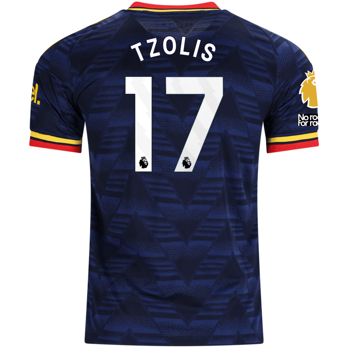 adidas Mens Arsenal Authentic Christos Tzolis Away Jersey w/ Premier League Patches 26/27 (Navy/Yellow)