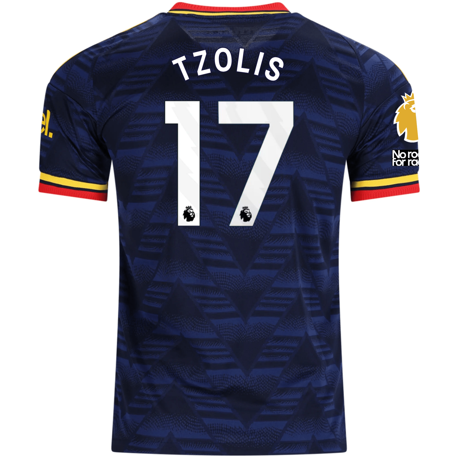 adidas Mens Arsenal Authentic Christos Tzolis Away Jersey w/ Premier League Patches 26/27 (Navy/Yellow)