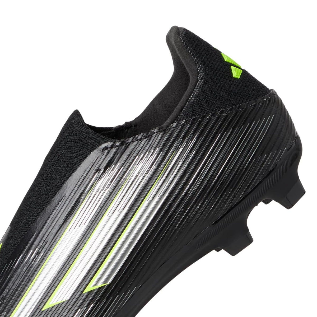 adidas F50 League Laceless Firm Ground/Multi Ground Soccer Cleats (Black/Iron Metallic/Lucid Lemon)