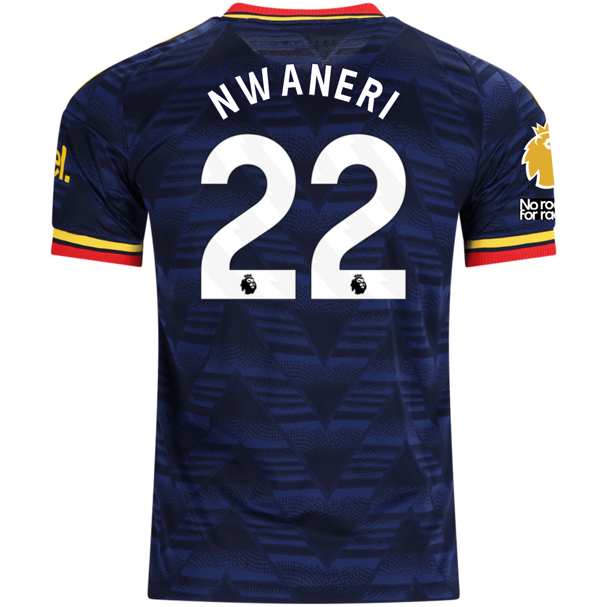 adidas Mens Arsenal Authentic Ethan Nwaneri Away Jersey w/ Premier League Patches 26/27 (Navy/Yellow)