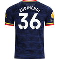 adidas Mens Arsenal Authentic Martin Zubimendi Away Jersey w/ Premier League Patches 26/27 (Navy/Yellow)