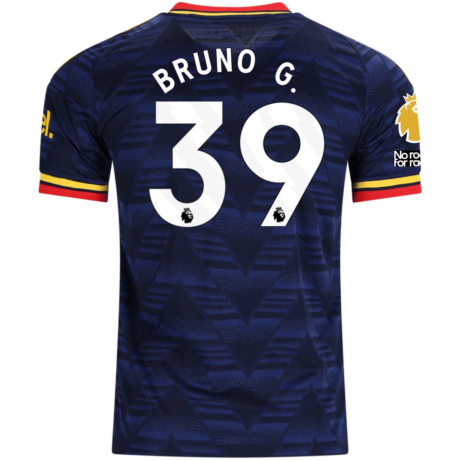 adidas Mens Arsenal Authentic Bruno Guimarães Away Jersey w/ Premier League Patches 26/27 (Navy/Yellow)