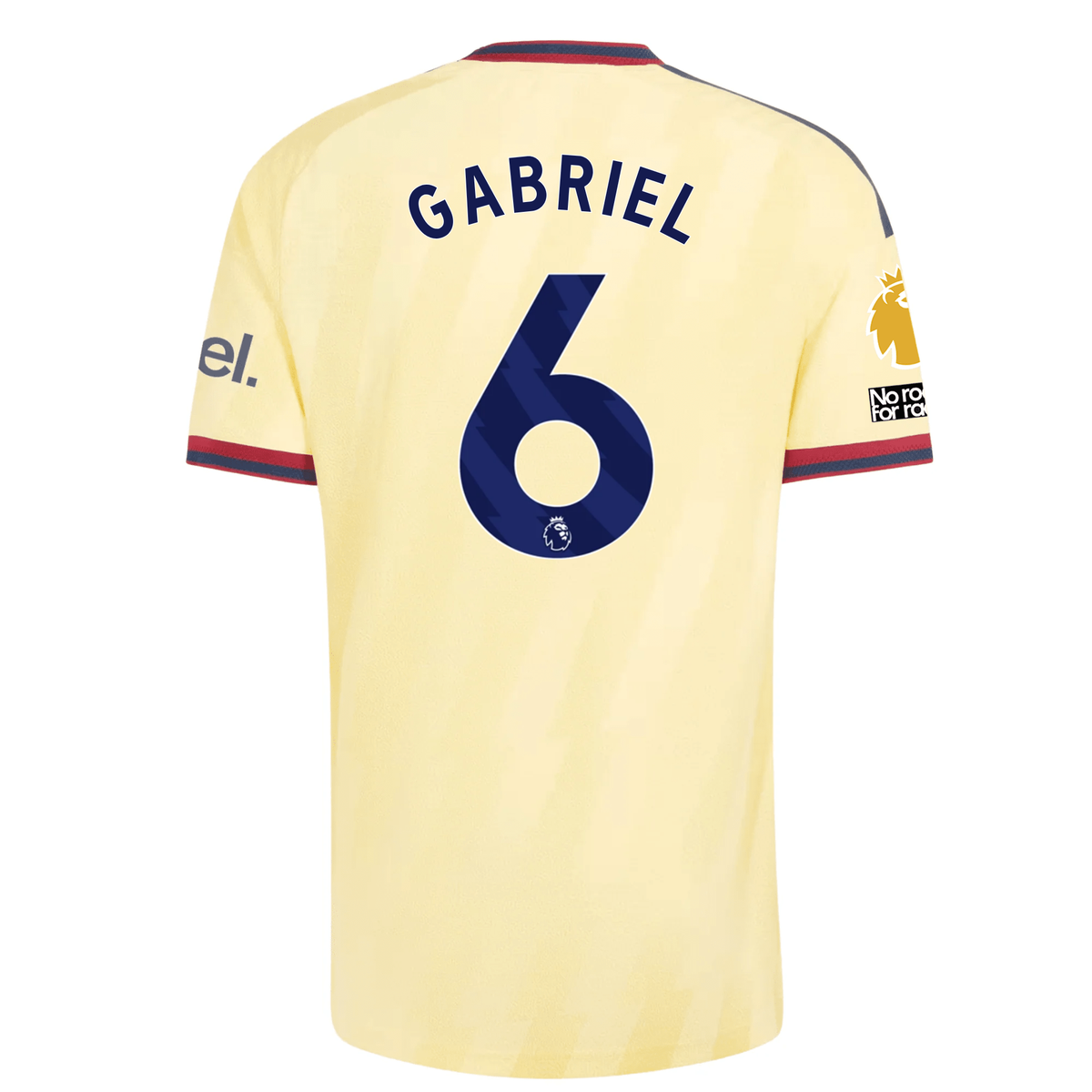 adidas Mens Arsenal Gabriel Magalhães Authentic Third Jersey w/ EPL + No Room For Racism 26/27 (Yellow)