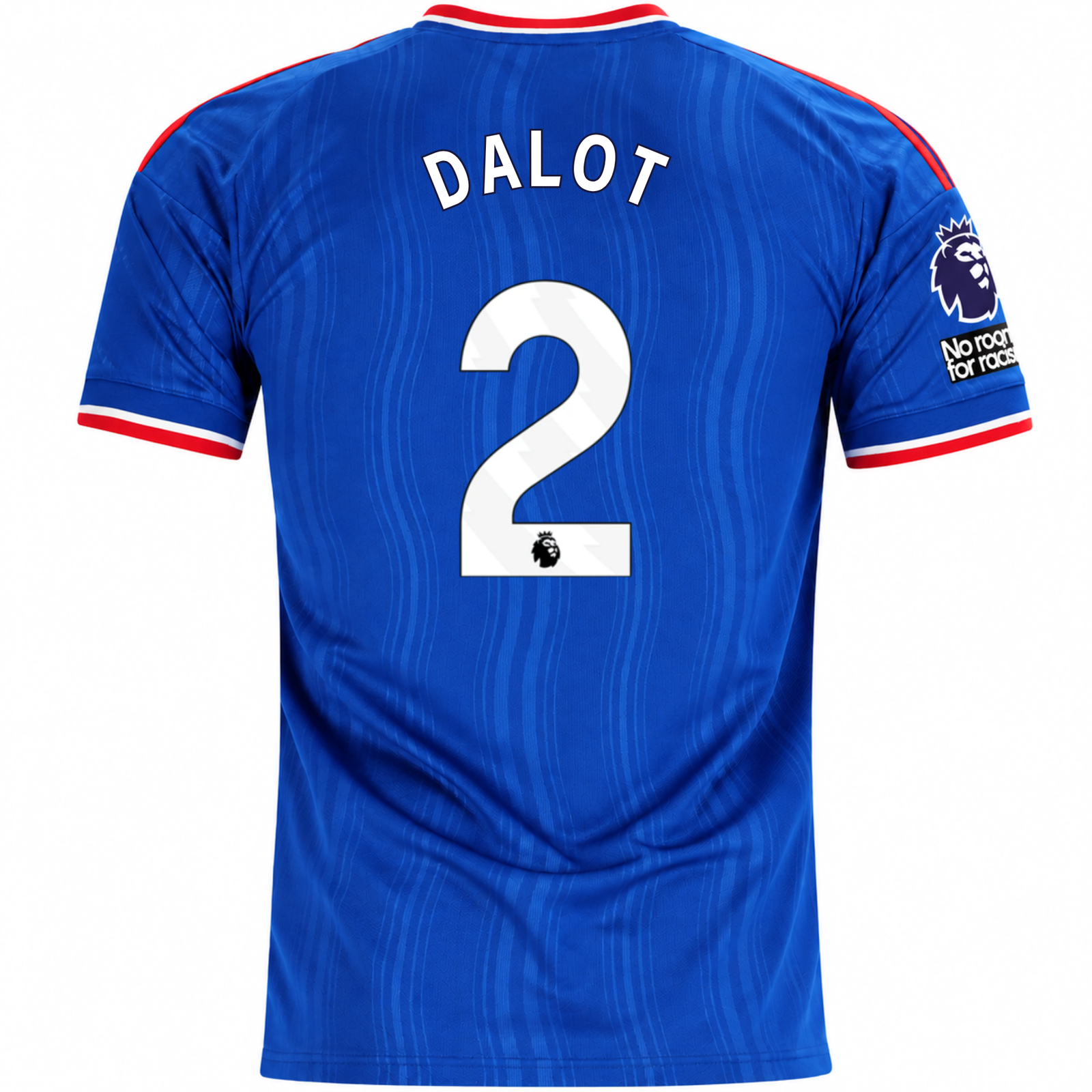 adidas Mens Manchester United Diogo Dalot Away Jersey w/ EPL + No Room For Racism Patches 26/27 (Blue)