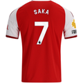 adidas Mens Arsenal Bukayo Saka Home Jersey w/ EPL + No Room For Racism Patches 26/27 (Red)