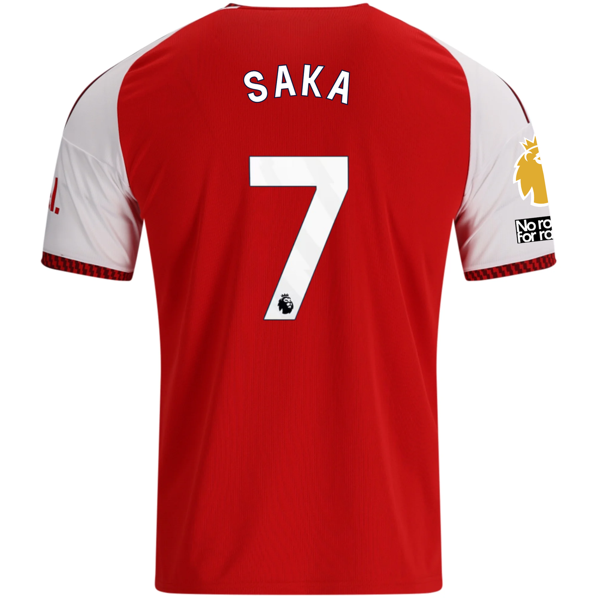 adidas Mens Arsenal Bukayo Saka Home Jersey w/ EPL + No Room For Racism Patches 26/27 (Red)