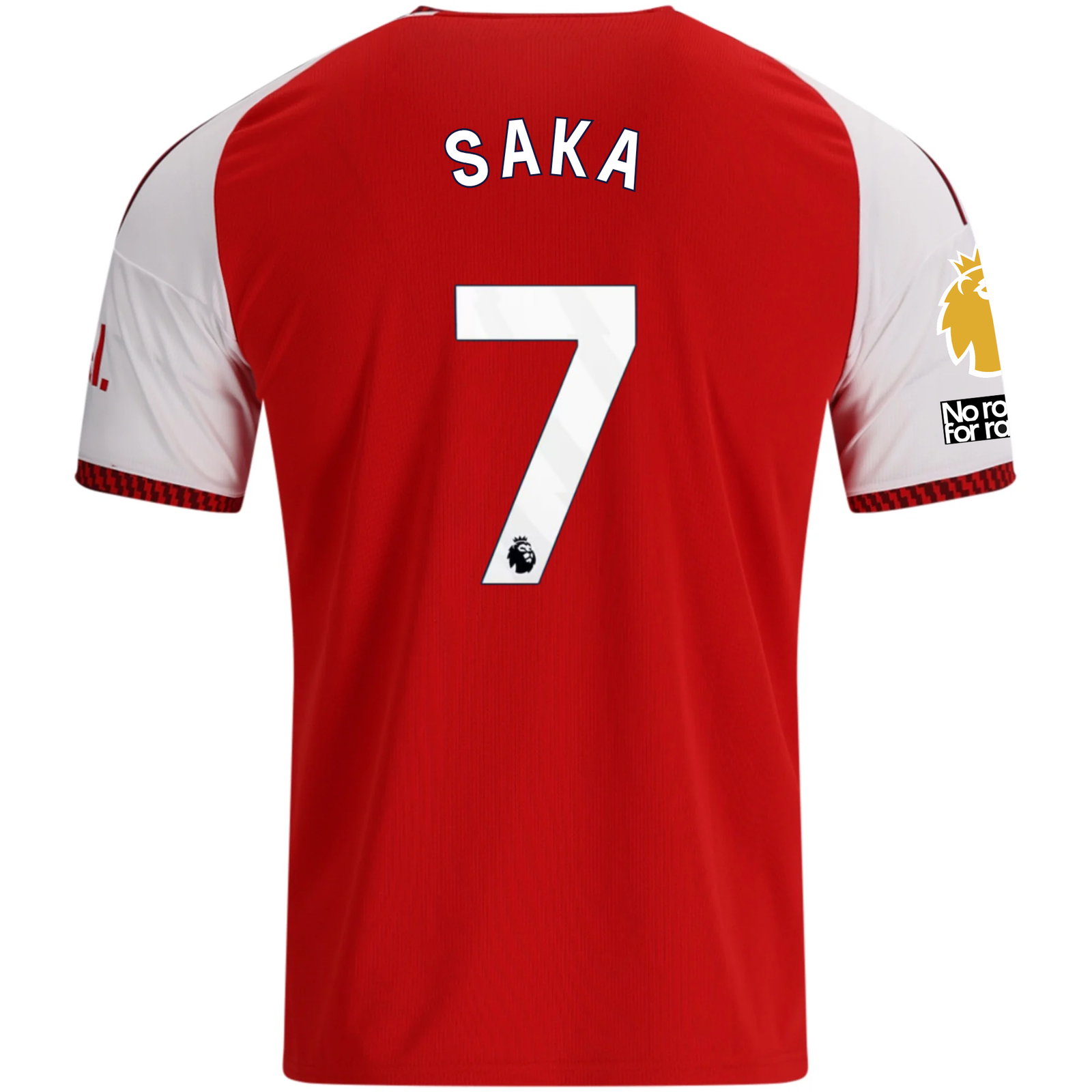 adidas Mens Arsenal Bukayo Saka Home Jersey w/ EPL + No Room For Racism Patches 26/27 (Red)