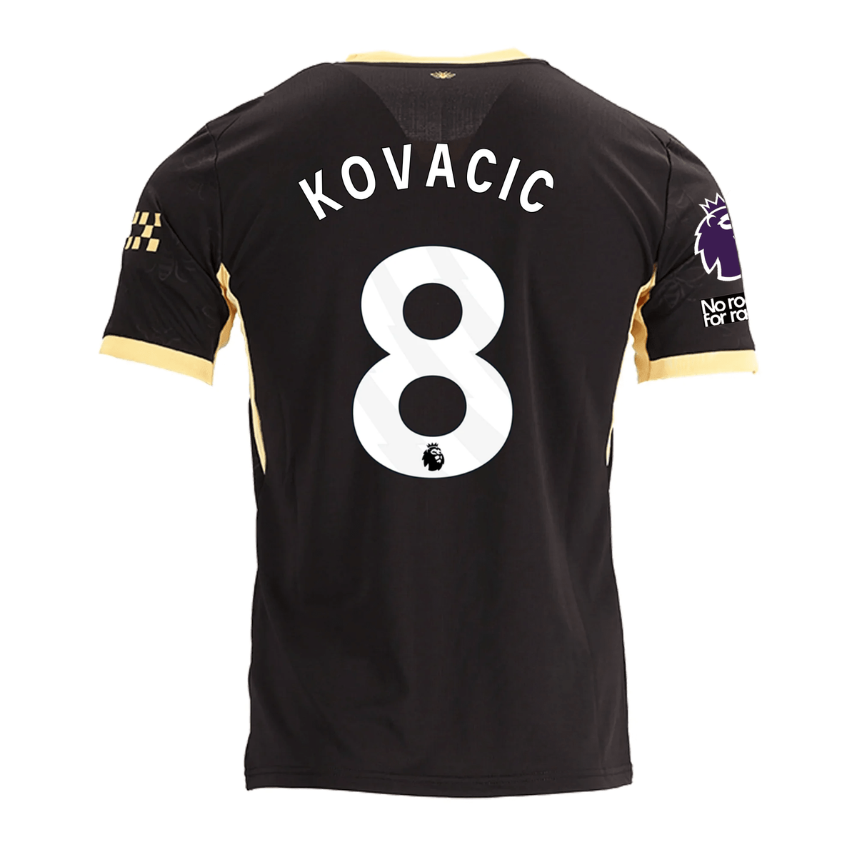 Puma Mens Manchester City Mateo Kovačić Away Jersey w/ EPL + No Room For Racism Patches 26/27 (Black/Yellow)
