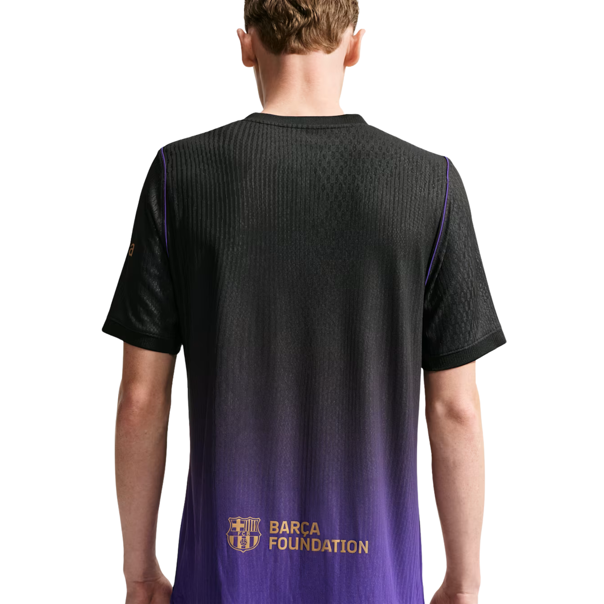 Nike Mens Barcelona Lamine Yamal Match Authentic Away Jersey w/ Champions League 26/27 (Purple/Metallic Gold)