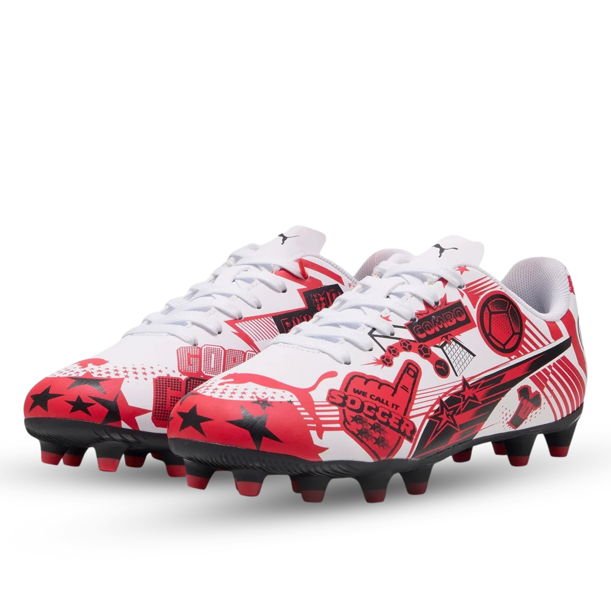 Puma Youth Ultra CP Legacy FG/AG Jr Soccer Cleats (White/Red/Black)