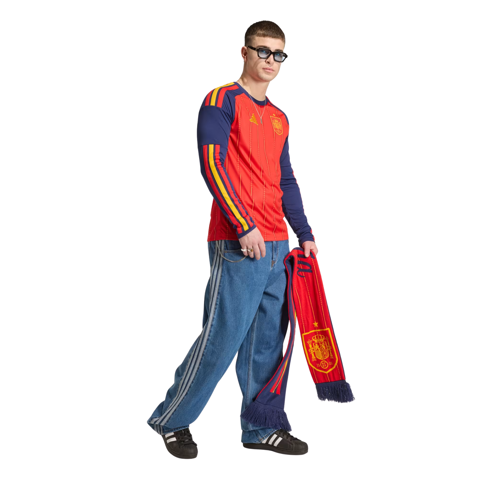 adidas Mens Spain 2026 Long Sleeve Home Jersey (Vivid Red)