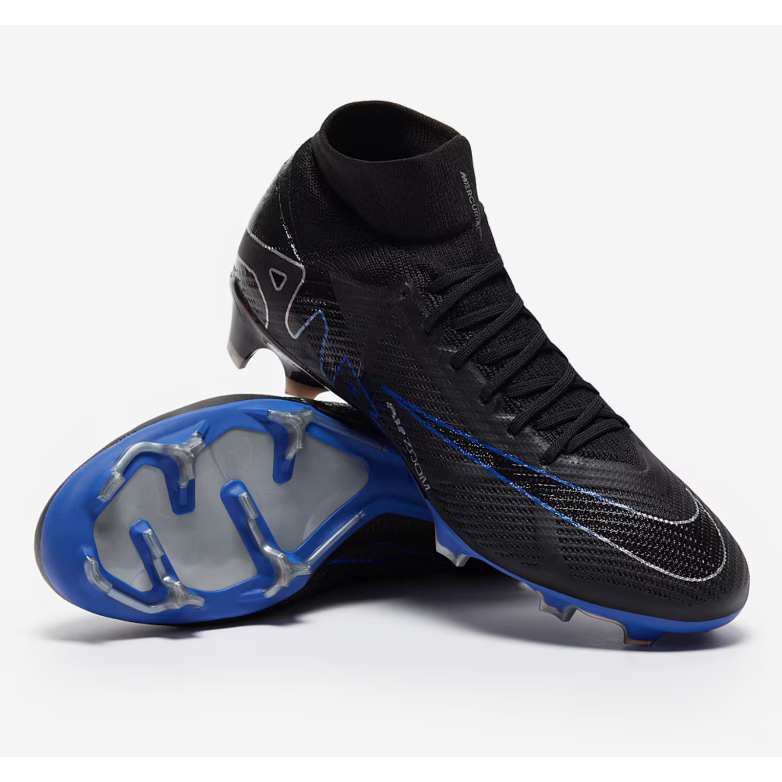 Nike Zoom Superfly 9 Pro Firm Ground Soccer Cleats (Black/Chrome-Hyper Royal)