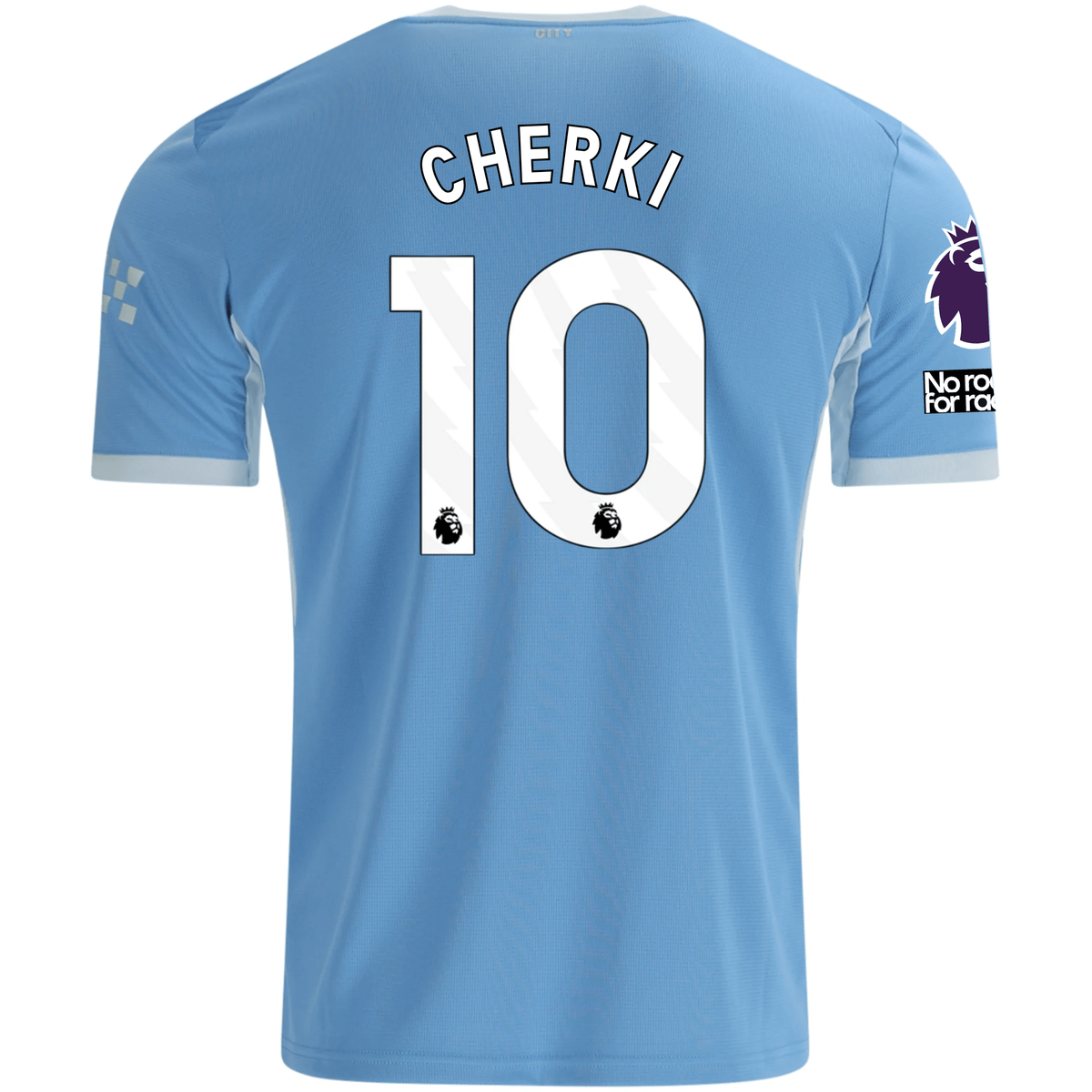 Puma Mens Manchester City Rayan Cherki Home Jersey EPL + No Room For Racism Patches 26/27 (Team Light Blue/Icey Blue)