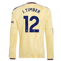 adidas Mens Arsenal Jurriën Timber Long Sleeve Third Jersey w/ EPL + No Room For Racism Patches 26/27 (Yellow)