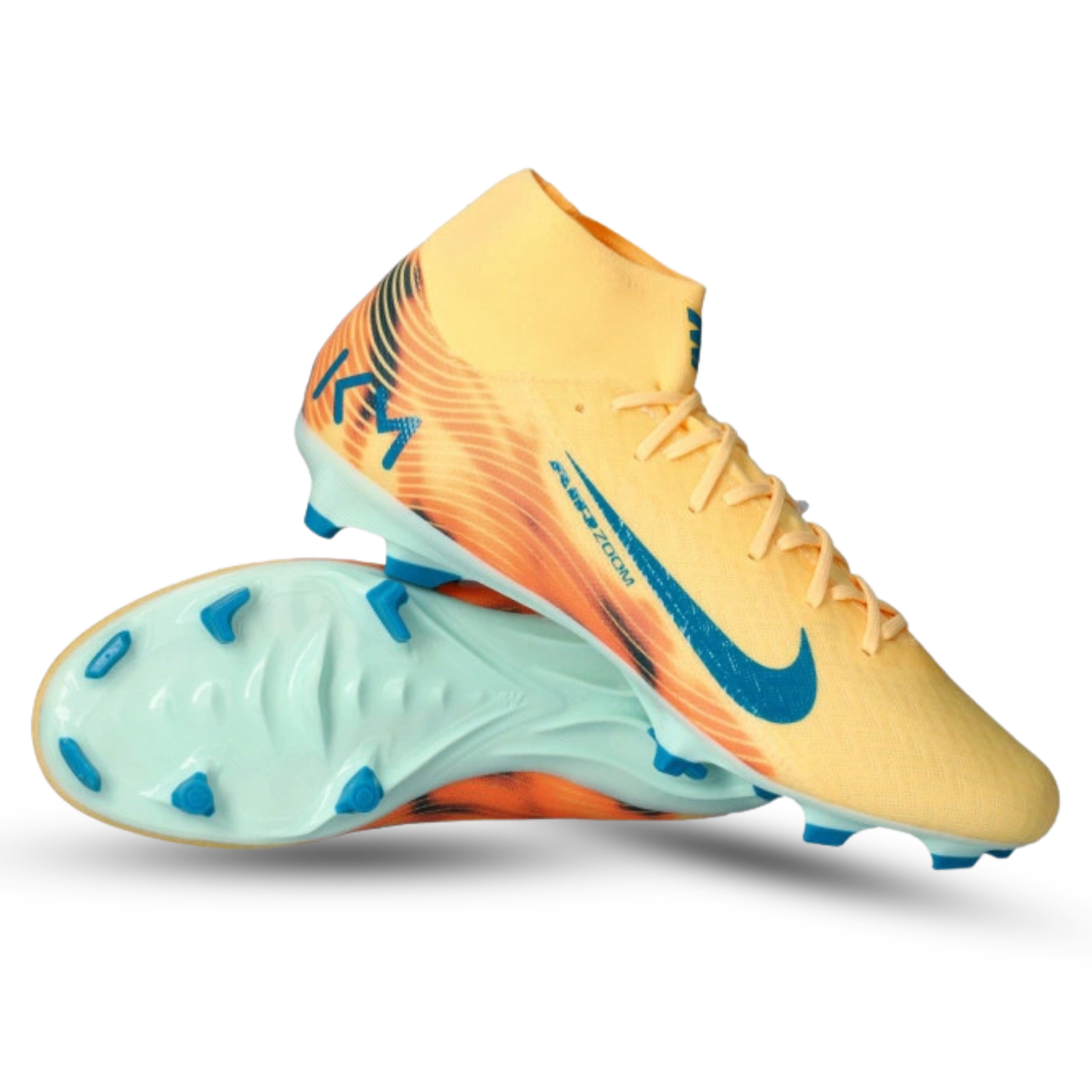 Nike Zoom Superfly 10 Academy KM Firm/Multi Ground Soccer Cleats (Melon Tint/Neo Turq/Igloo)