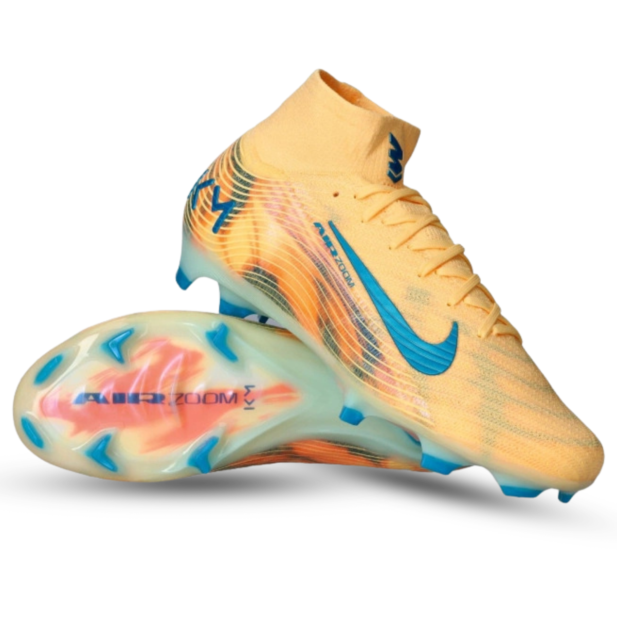 Nike Zoom Superfly 10 Elite KM Firm Ground Soccer Cleats (Melon Tint/Neo Turq/Igloo)