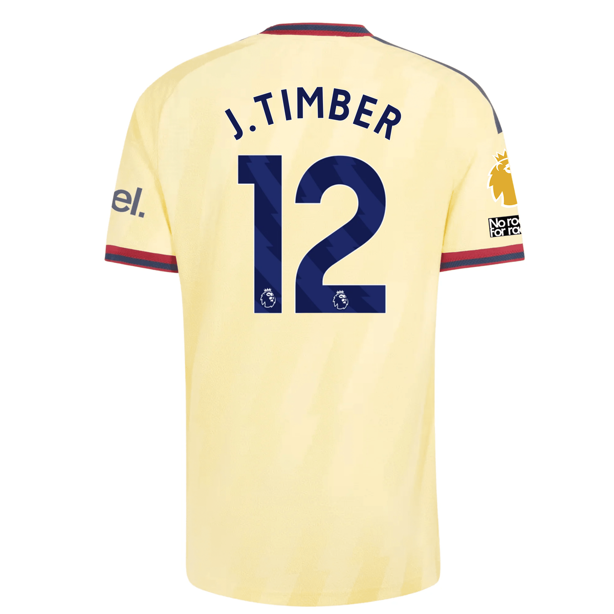 adidas Mens Arsenal Jurriën Timber Authentic Third Jersey w/ EPL + No Room For Racism 26/27 (Yellow)