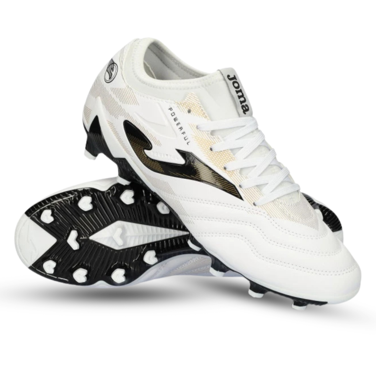 Joma Powerful 2402 Firm Ground Soccer Cleats (White/Gold)